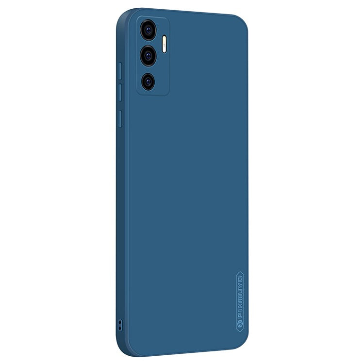 PINWUYO TPU + Silicone Hybrid Phone Case Precise Cutouts Anti-Drop Smooth Texture Phone Cover for vivo S10e 5G - Blue