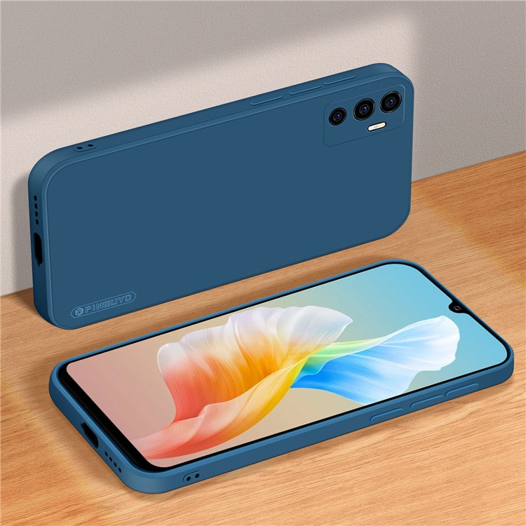 PINWUYO TPU + Silicone Hybrid Phone Case Precise Cutouts Anti-Drop Smooth Texture Phone Cover for vivo S10e 5G - Blue