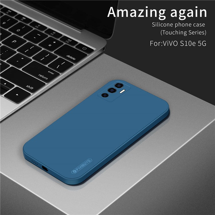 PINWUYO TPU + Silicone Hybrid Phone Case Precise Cutouts Anti-Drop Smooth Texture Phone Cover for vivo S10e 5G - Blue