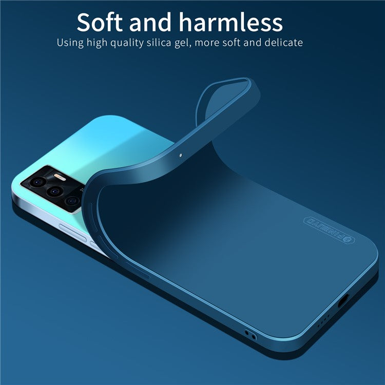 PINWUYO TPU + Silicone Hybrid Phone Case Precise Cutouts Anti-Drop Smooth Texture Phone Cover for vivo S10e 5G - Blue