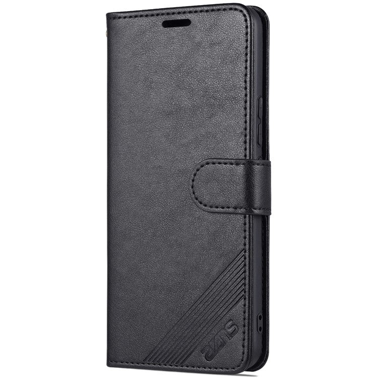 AZNS PU Leather Cover + Soft Inner TPU Case Phone Protector with Stand Wallet for vivo S10e/V23e 4G/V23e 5G - Black