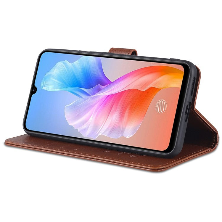 AZNS PU Leather Cover + Soft Inner TPU Case Phone Protector with Stand Wallet for vivo S10e/V23e 4G/V23e 5G - Brown