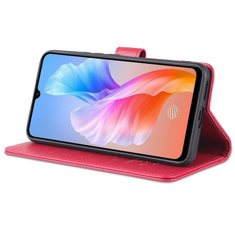 AZNS PU Leather Cover + Soft Inner TPU Case Phone Protector with Stand Wallet for vivo S10e/V23e 4G/V23e 5G - Red