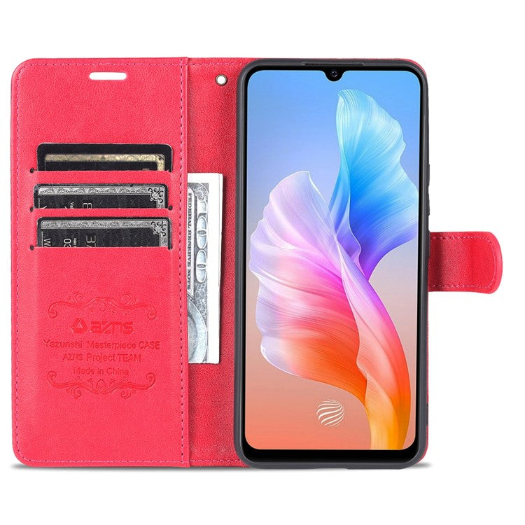 AZNS PU Leather Cover + Soft Inner TPU Case Phone Protector with Stand Wallet for vivo S10e/V23e 4G/V23e 5G - Red