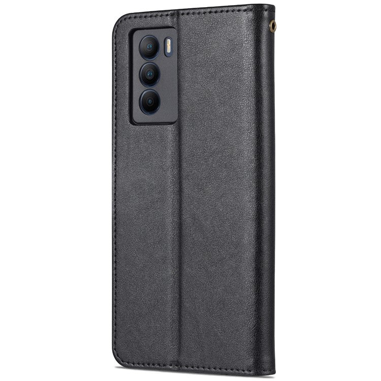 AZNS Dual-sided Magnetic Clasp PU Leather Stand Wallet Horizontal Flip Phone Cover for vivo T1 5G - Black