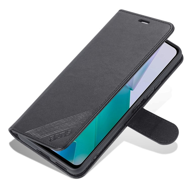 AZNS Dual-sided Magnetic Clasp PU Leather Stand Wallet Horizontal Flip Phone Cover for vivo T1 5G - Black