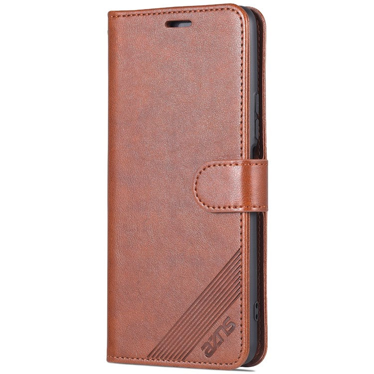 AZNS Dual-sided Magnetic Clasp PU Leather Stand Wallet Horizontal Flip Phone Cover for vivo T1 5G - Brown