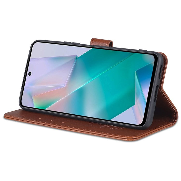 AZNS Dual-sided Magnetic Clasp PU Leather Stand Wallet Horizontal Flip Phone Cover for vivo T1 5G - Brown