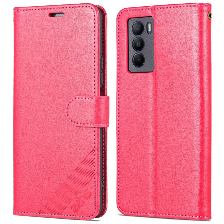 AZNS Dual-sided Magnetic Clasp PU Leather Stand Wallet Horizontal Flip Phone Cover for vivo T1 5G - Red