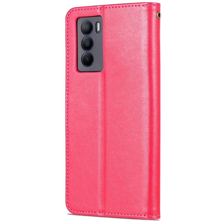 AZNS Dual-sided Magnetic Clasp PU Leather Stand Wallet Horizontal Flip Phone Cover for vivo T1 5G - Red