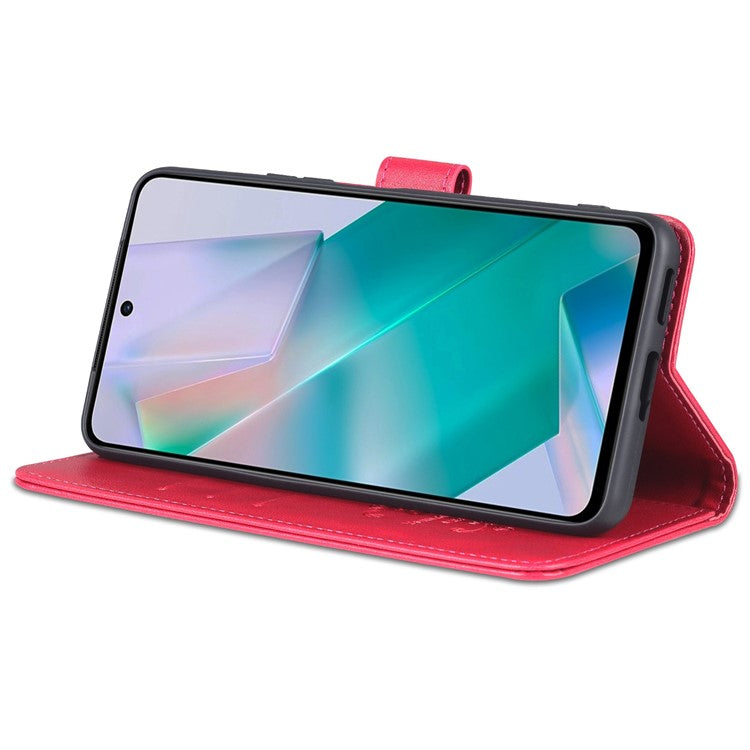 AZNS Dual-sided Magnetic Clasp PU Leather Stand Wallet Horizontal Flip Phone Cover for vivo T1 5G - Red