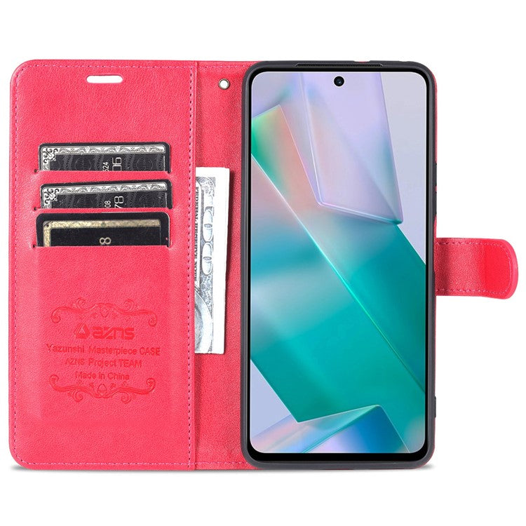 AZNS Dual-sided Magnetic Clasp PU Leather Stand Wallet Horizontal Flip Phone Cover for vivo T1 5G - Red