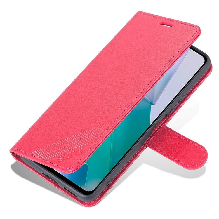 AZNS Dual-sided Magnetic Clasp PU Leather Stand Wallet Horizontal Flip Phone Cover for vivo T1 5G - Red