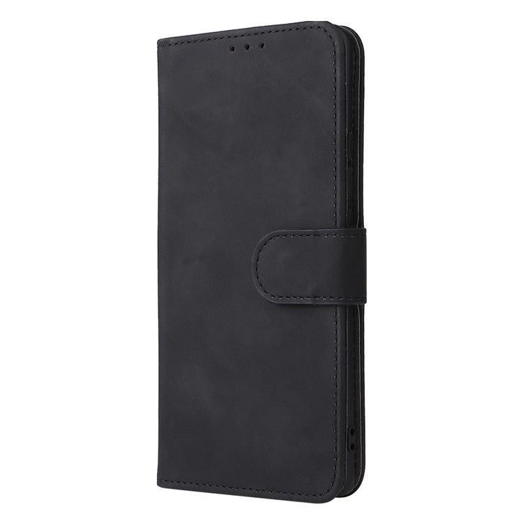 Skin-touch Feeling Stand Wallet Leather Case Full Protection Folio Flip Protective Cover for vivo X70 Pro - Black