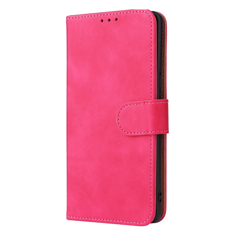 Skin-touch Feeling Stand Wallet Leather Case Full Protection Folio Flip Protective Cover for vivo X70 Pro - Rose