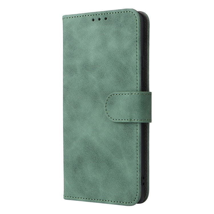 Skin-touch Feeling Stand Wallet Leather Case Full Protection Folio Flip Protective Cover for vivo X70 Pro - Green