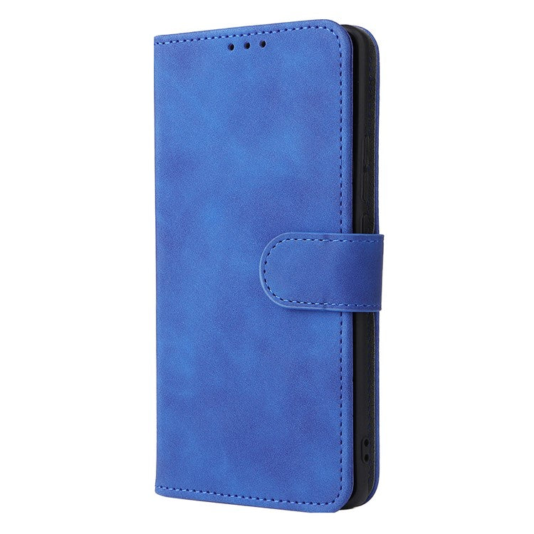 Skin-touch Feeling Stand Wallet Leather Case Full Protection Folio Flip Protective Cover for vivo X70 Pro - Blue