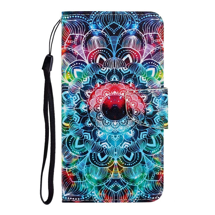 Anti-scratch Drop-proof Pattern Printing Case PU Leather Flip Wallet Cross Texture Stand Cover for vivo Y21/Y21s/Y33s - Mandala Flower