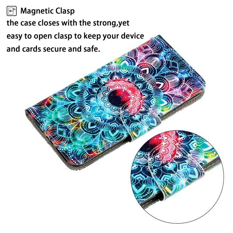 Anti-scratch Drop-proof Pattern Printing Case PU Leather Flip Wallet Cross Texture Stand Cover for vivo Y21/Y21s/Y33s - Mandala Flower