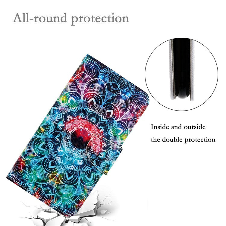 Anti-scratch Drop-proof Pattern Printing Case PU Leather Flip Wallet Cross Texture Stand Cover for vivo Y21/Y21s/Y33s - Mandala Flower