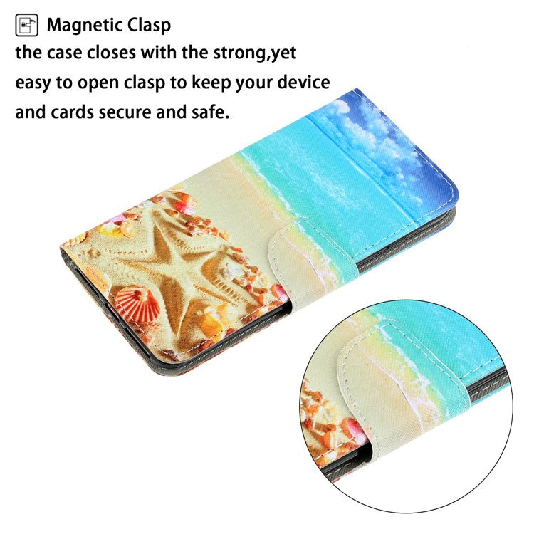 Anti-scratch Drop-proof Pattern Printing Case PU Leather Flip Wallet Cross Texture Stand Cover for vivo Y21/Y21s/Y33s - Five-pointed Star