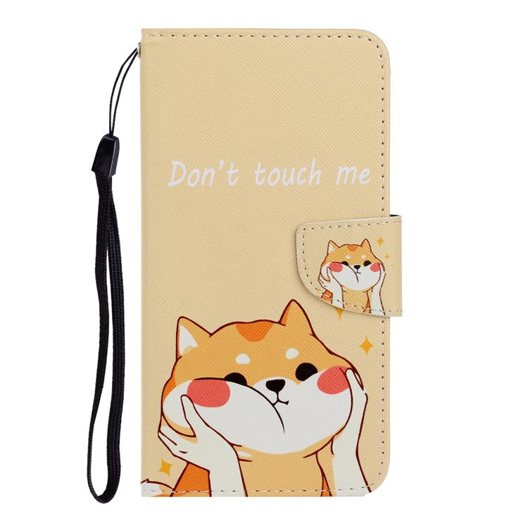 Anti-scratch Drop-proof Pattern Printing Case PU Leather Flip Wallet Cross Texture Stand Cover for vivo Y21/Y21s/Y33s - Shiba Dog