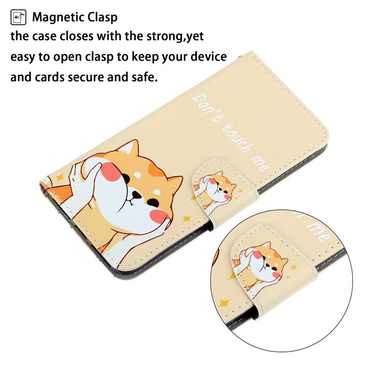 Anti-scratch Drop-proof Pattern Printing Case PU Leather Flip Wallet Cross Texture Stand Cover for vivo Y21/Y21s/Y33s - Shiba Dog