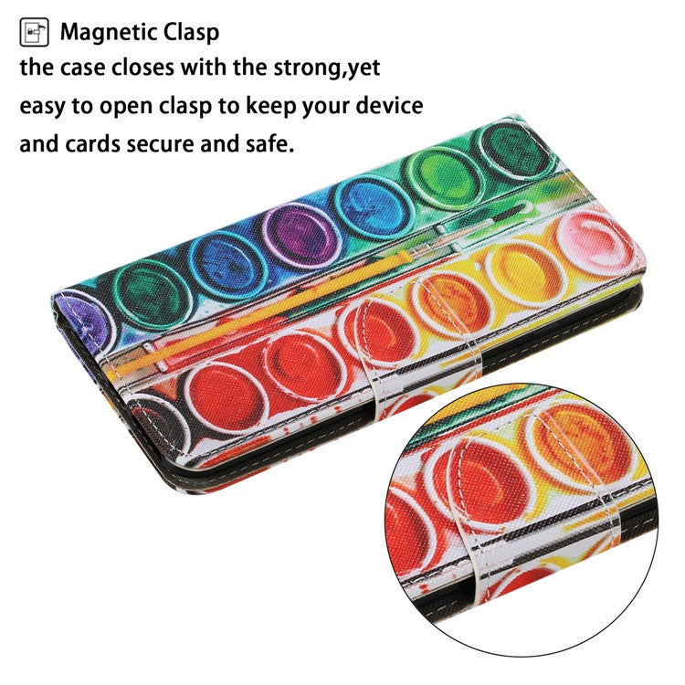 Magnetic Clasp Stylish Pattern Printing Cross Texture Anti-fall Leather Wallet Cover Stand Case with Strap for vivo Y21/Y21s/Y33s - Eye Shadow