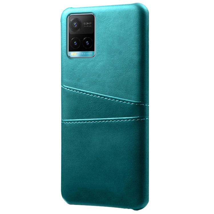 Shockproof Phone Covering PU Leather and PC Phone Case Cover with 2 Card Slots for vivo Y21 / vivo Y21s / vivo Y33s - Green