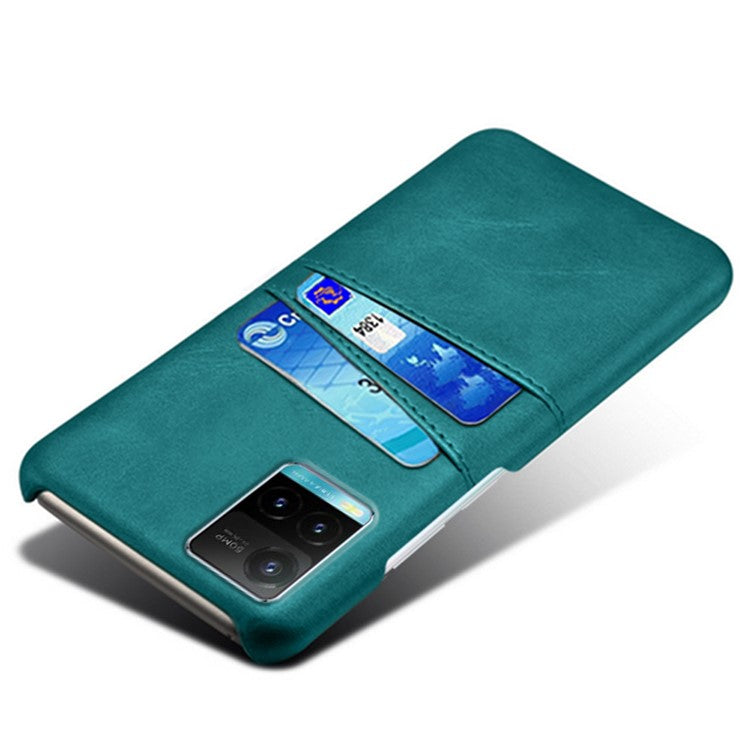 Shockproof Phone Covering PU Leather and PC Phone Case Cover with 2 Card Slots for vivo Y21 / vivo Y21s / vivo Y33s - Green