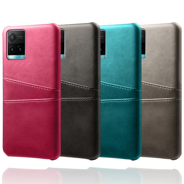 Shockproof Phone Covering PU Leather and PC Phone Case Cover with 2 Card Slots for vivo Y21 / vivo Y21s / vivo Y33s - Green