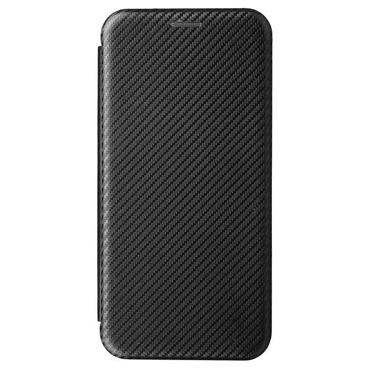 Carbon Fiber Texture Magnetic Auto Closing PU Leather Phone Case Cover with Stand and Card Slot for vivo Y3s (2021) - Black