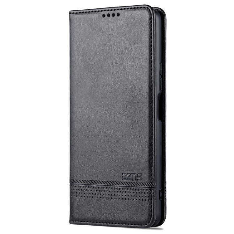 AZNS Wallet Stand Phone Case TPU Interior PU Leather Magnetic Absorption Flip Cover for vivo T1 5G - Black