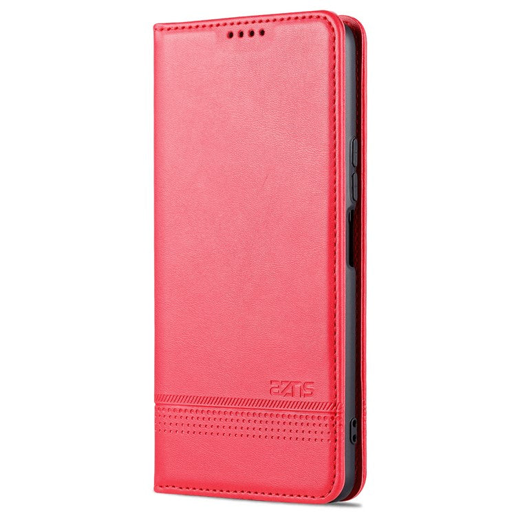 AZNS Wallet Stand Phone Case TPU Interior PU Leather Magnetic Absorption Flip Cover for vivo T1 5G - Red