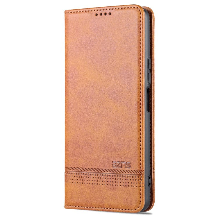 AZNS Wallet Stand Phone Case TPU Interior PU Leather Magnetic Absorption Flip Cover for vivo T1 5G - Brown