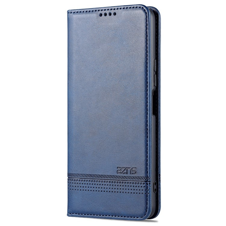 AZNS Wallet Stand Phone Case TPU Interior PU Leather Magnetic Absorption Flip Cover for vivo T1 5G - Dark Blue