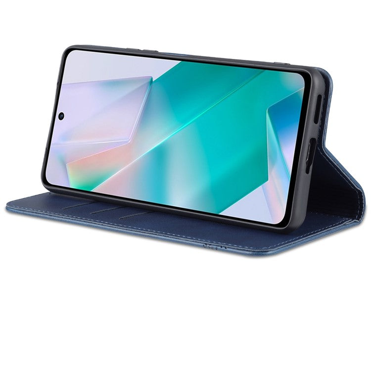 AZNS Wallet Stand Phone Case TPU Interior PU Leather Magnetic Absorption Flip Cover for vivo T1 5G - Dark Blue