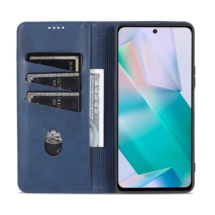 AZNS Wallet Stand Phone Case TPU Interior PU Leather Magnetic Absorption Flip Cover for vivo T1 5G - Dark Blue