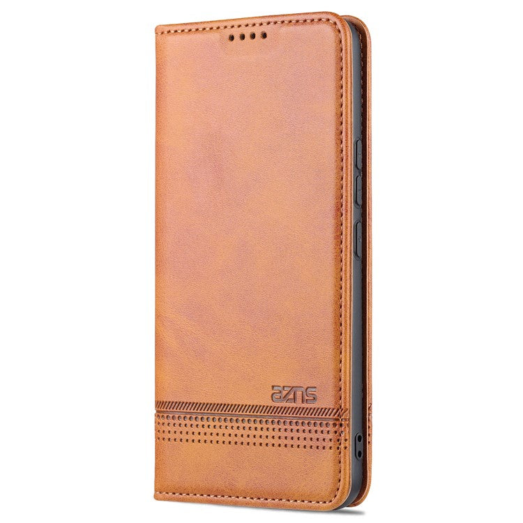 AZNS Book Stand PU Leather Phone Case Magnetic Auto-absorbed Wallet Flip Cover for vivo S10e / V23e 4G - Brown