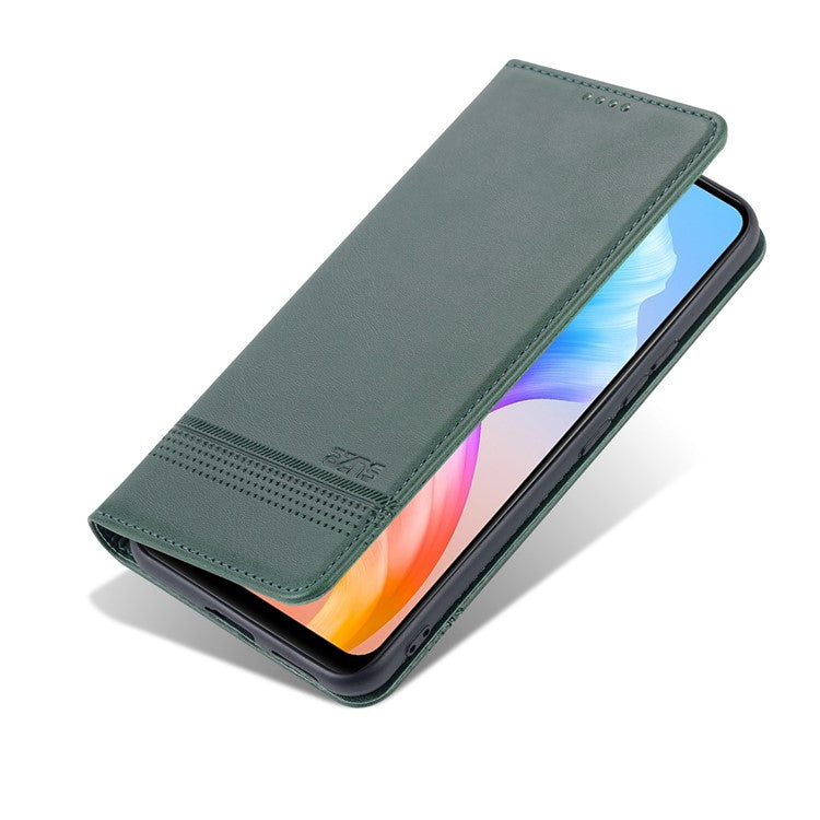 AZNS Book Stand PU Leather Phone Case Magnetic Auto-absorbed Wallet Flip Cover for vivo S10e / V23e 4G - Blackish Green