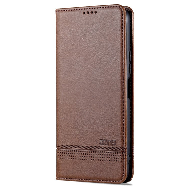 AZNS Magnetic Absorption PU Leather Flip Cover Stand Protective Wallet Phone Case for vivo Y15s / Y15a - Coffee