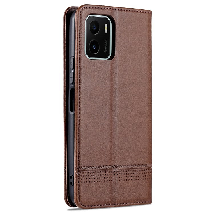 AZNS Magnetic Absorption PU Leather Flip Cover Stand Protective Wallet Phone Case for vivo Y15s / Y15a - Coffee