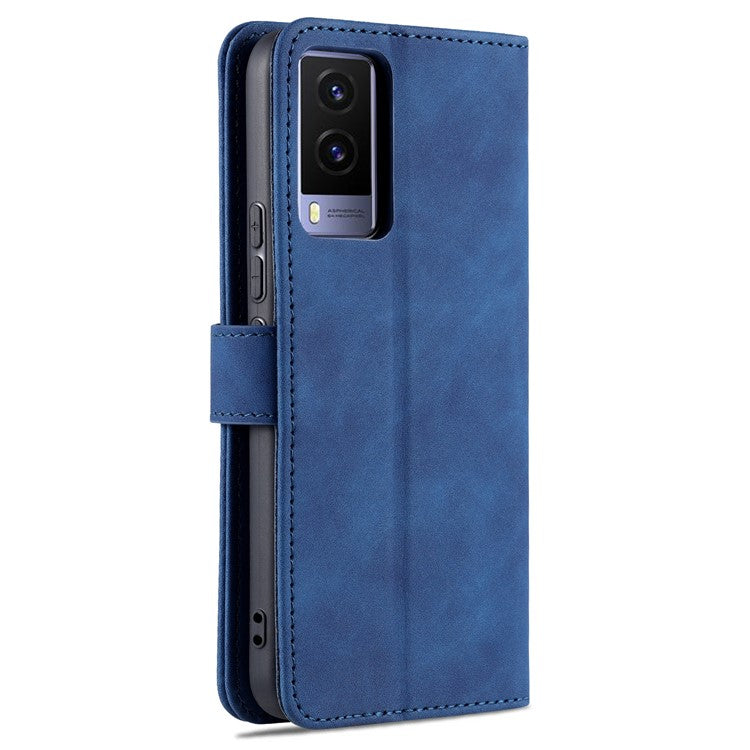 AZNS PU Leather Magnetic Clasp Cover Stand Wallet Inner TPU Phone Case for vivo Y71t 5G/V21e 5G - Blue