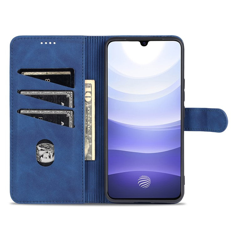 AZNS PU Leather Magnetic Clasp Cover Stand Wallet Inner TPU Phone Case for vivo Y71t 5G/V21e 5G - Blue