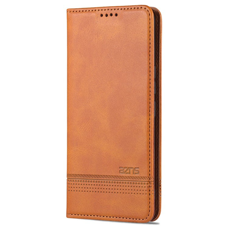 AZNS Magnetic Auto-absorbed Full Protection Cover PU Leather Stand Wallet Phone Case for vivo Y71t 5G/V21e 5G - Brown