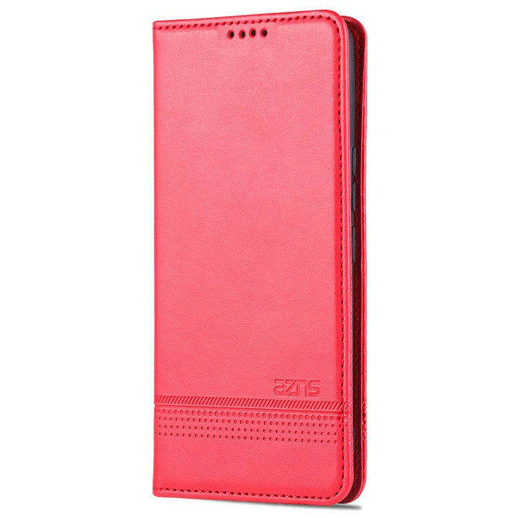 AZNS Magnetic Auto-absorbed Full Protection Cover PU Leather Stand Wallet Phone Case for vivo Y71t 5G/V21e 5G - Red