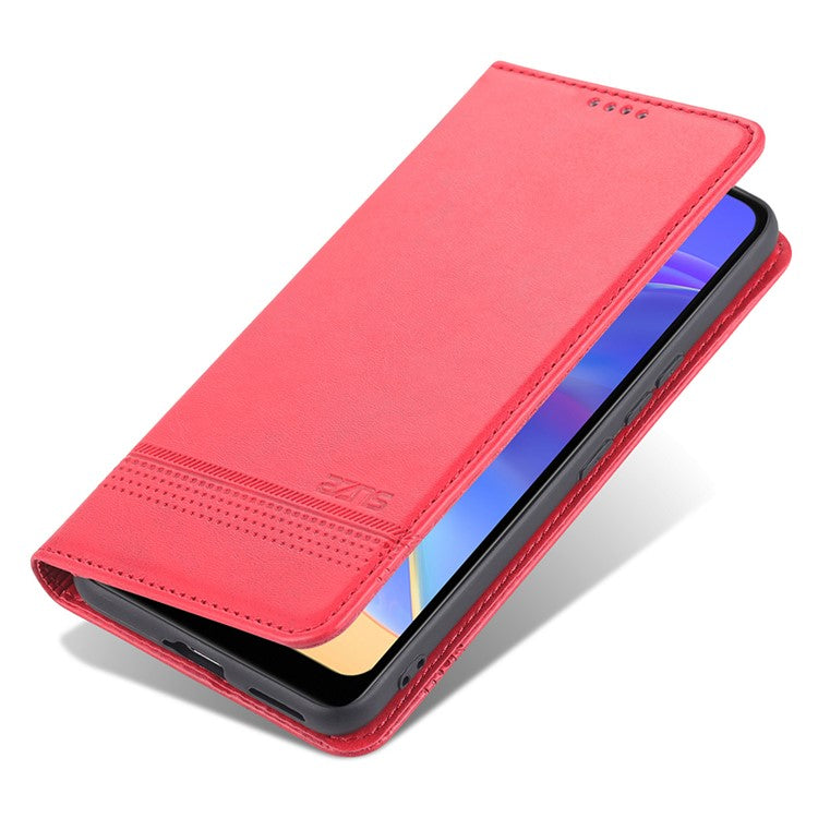 AZNS Magnetic Auto-absorbed Full Protection Cover PU Leather Stand Wallet Phone Case for vivo Y71t 5G/V21e 5G - Red