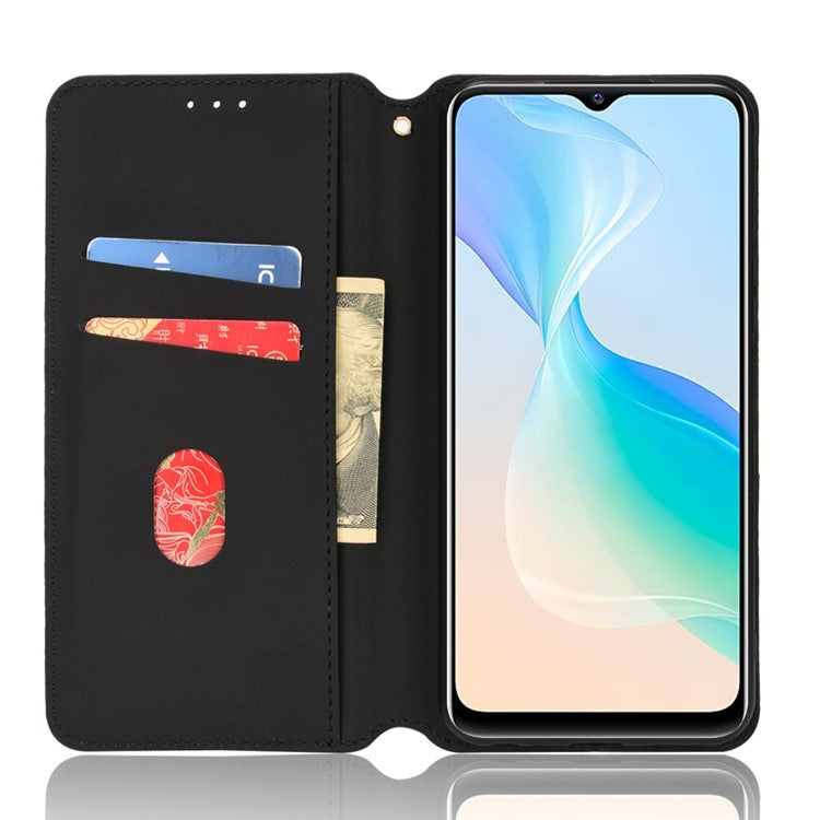 Scratch Resistant PU Leather + TPU Phone Case Imprinted 3D Rhombus Pattern Protective Cover Shell with Stand Wallet for vivo Y33s 4G / Y21 / Y21s / Y32 4G / Y21t 4G / Y21e 4G / Y21a 4G / Y21G / T1X 4G / Y33t - Silver