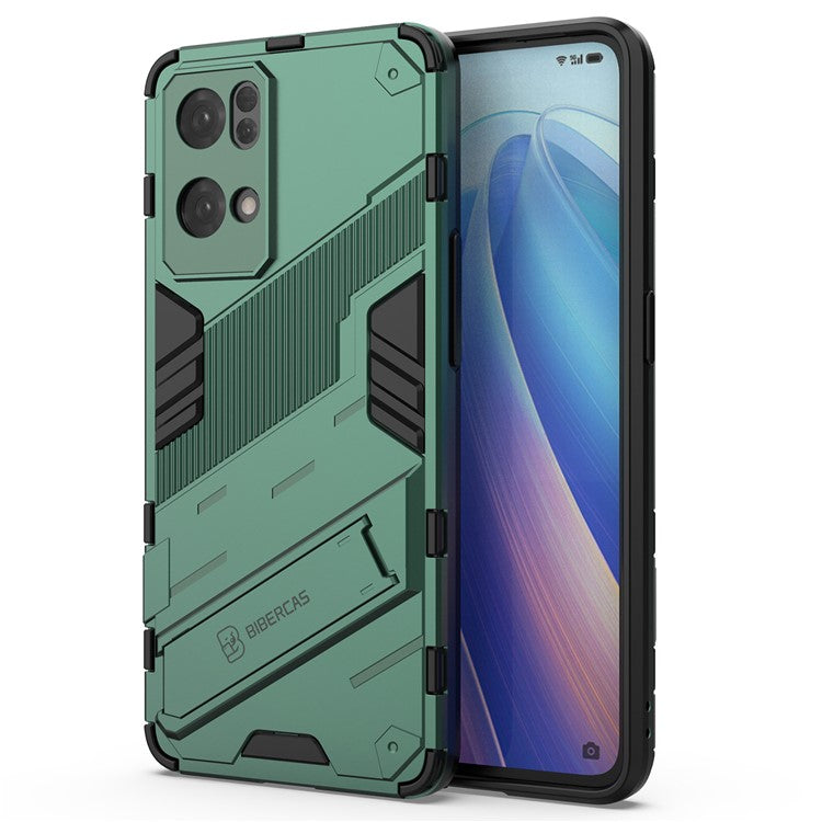 Scratch Resistant Hard PC Shockproof Anti-Drop TPU Protective Cover with Kickstand for Oppo Reno7 Pro 5G - Green