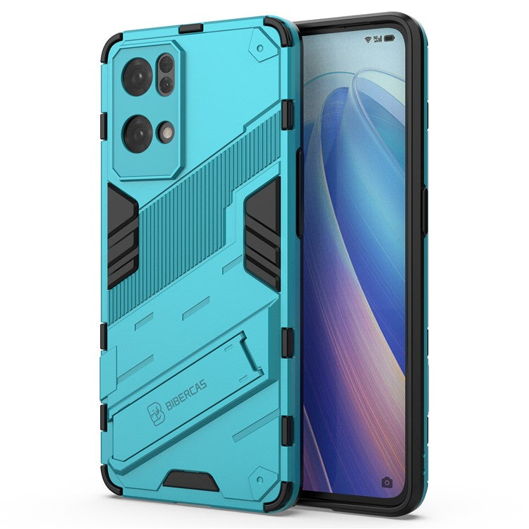 Scratch Resistant Hard PC Shockproof Anti-Drop TPU Protective Cover with Kickstand for Oppo Reno7 Pro 5G - Baby Blue